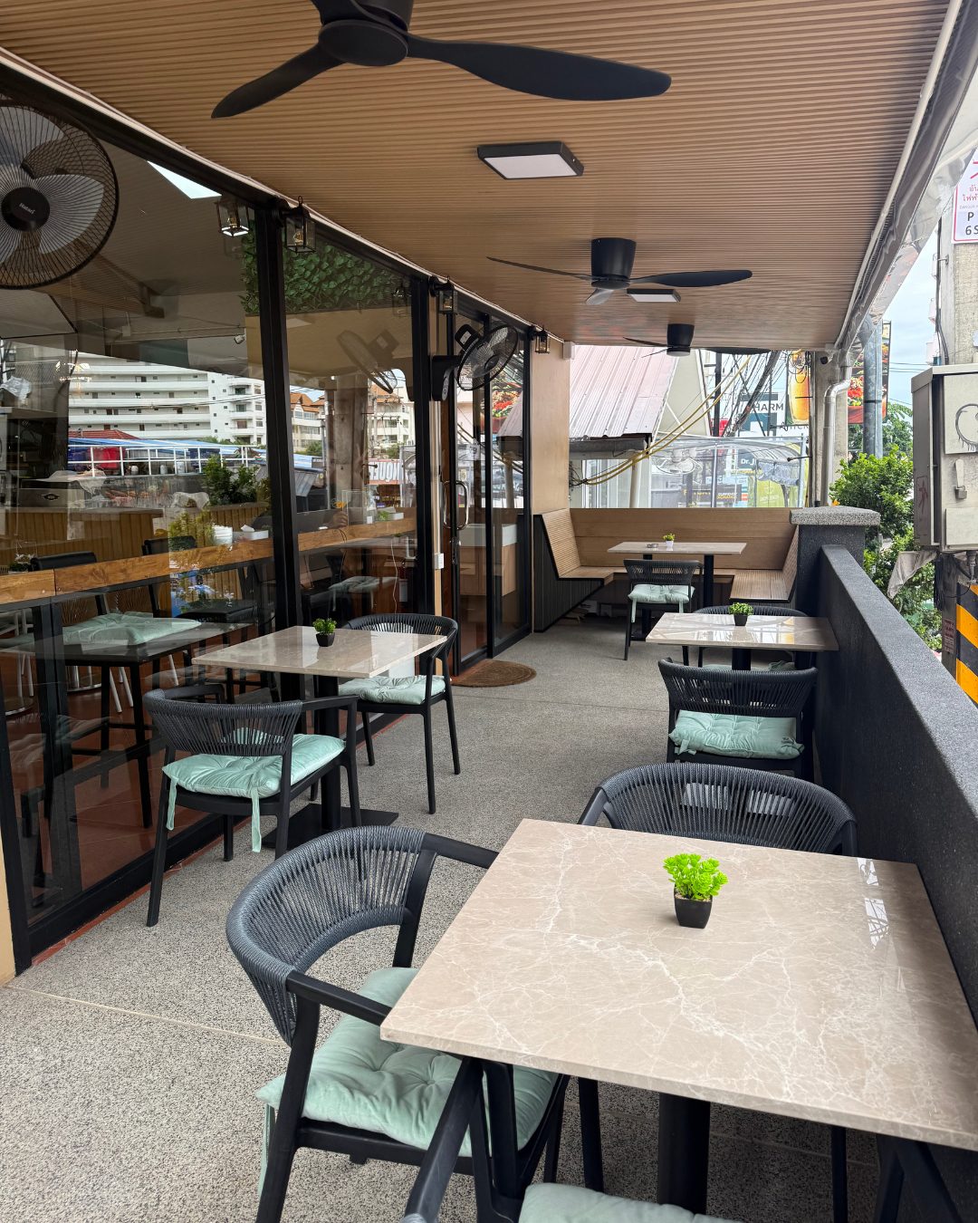 Covered terrace at Cansa Healthy Restaurant & Cafe, Pattaya
